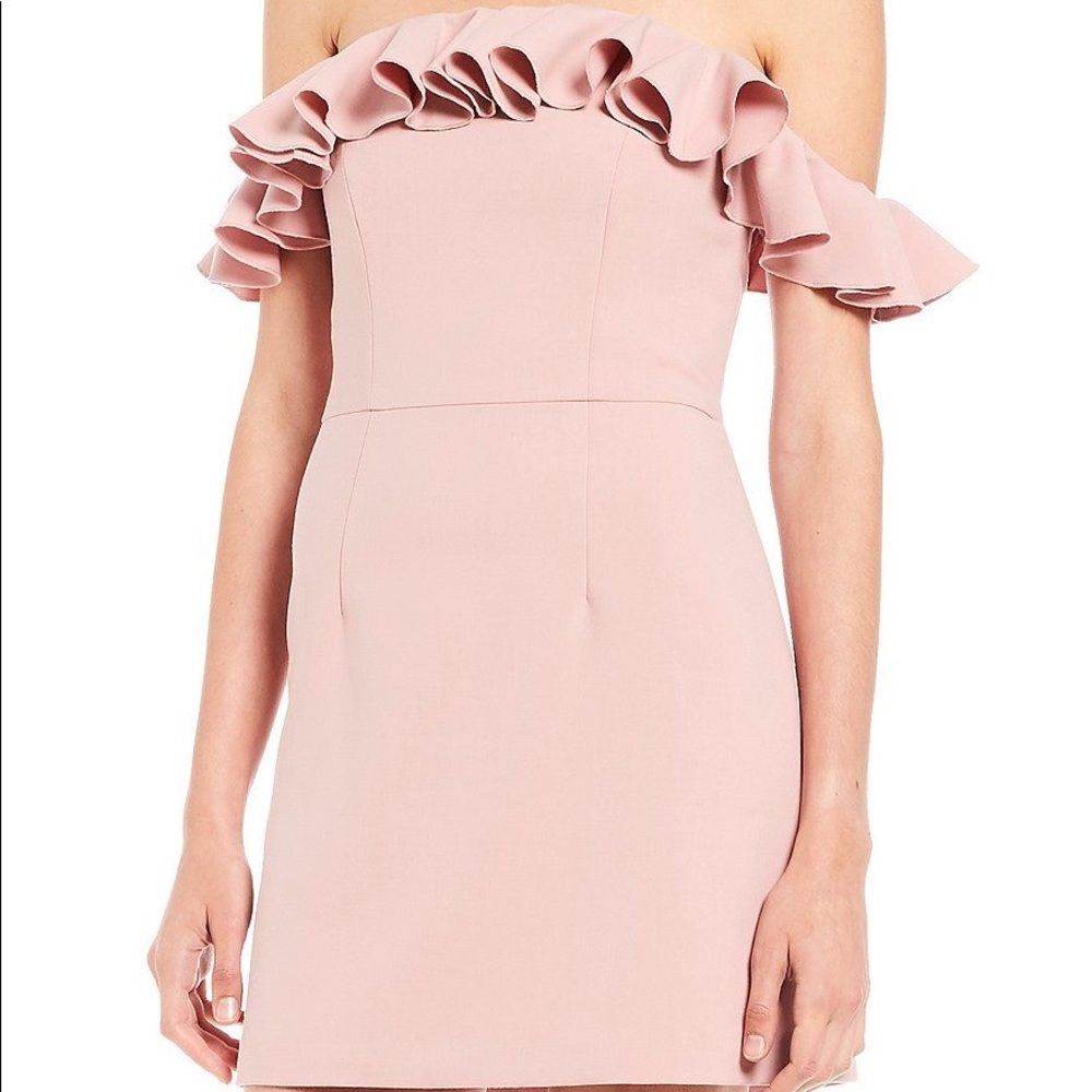 Off the shoulder pink mini dress